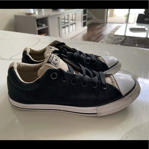 Black converse elastic tongue slip on faux laces